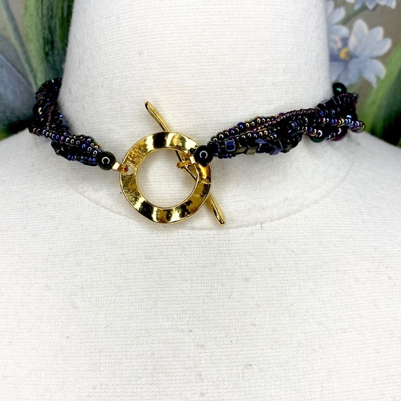 Peacock Color Beaded Multi Strand Necklace - Picture 7 of 8